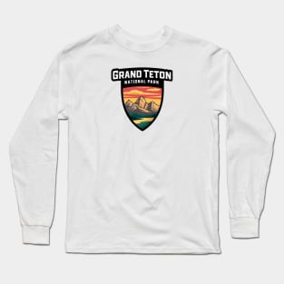 Grand Teton National Park Minimal Badge Long Sleeve T-Shirt